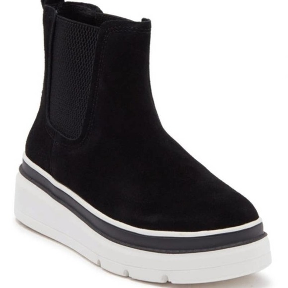 Steve Madden Slip On Plat from Suede Wedge Chelsea Boots Black Women's Size 5.5M - Picture 1 of 9
